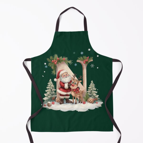 Item preview, Santa & Reindeer Monogram Letter N – Festive Personalized Christmas Holiday Alphabet Gift designed and sold by AmenAlways.