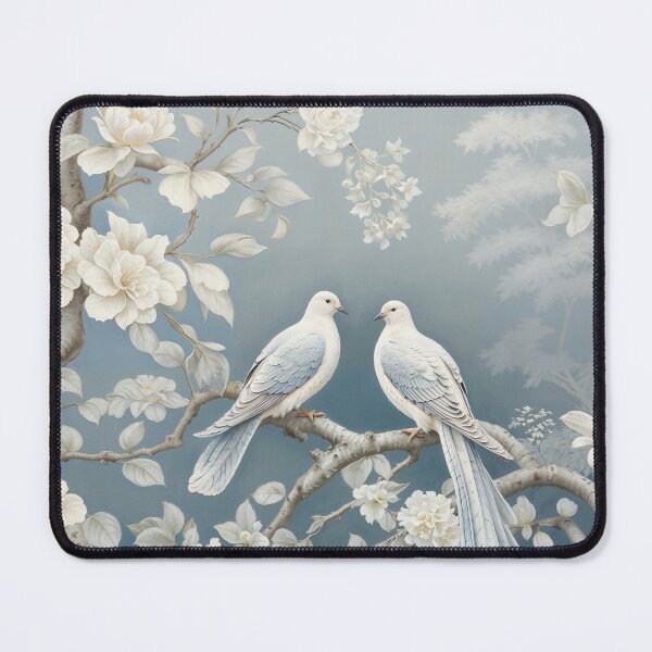 Item preview, Two White Doves on a Blossom Tree Branch  in Pastel Tones designed and sold by Markospolo.