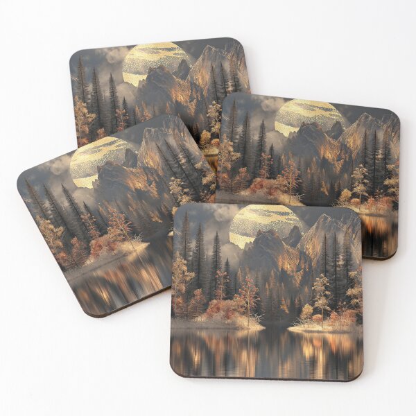 Item preview, Moon over Autumn Mountain and Lake Scenery at Night  designed and sold by MargaretWiktor.