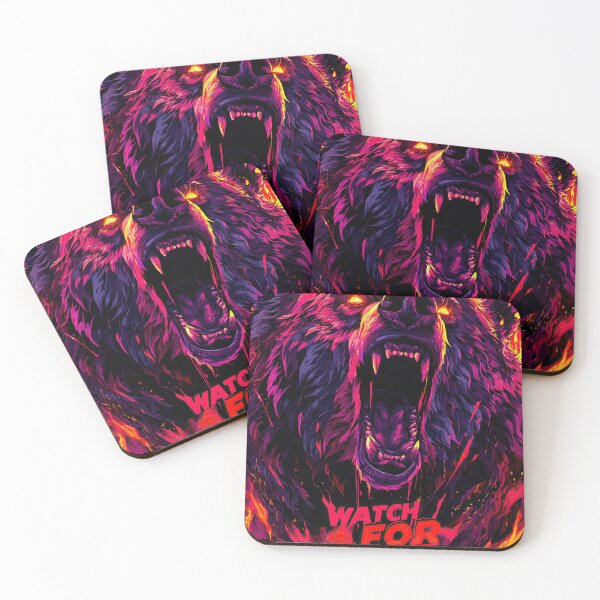 Item preview, Angry bear engulfed in flames, neon retro style art designed and sold by Piotrek0001.