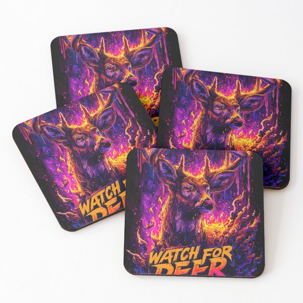 Item preview, Majestic deer in flames, neon fantasy wildlife art design designed and sold by Piotrek0001.