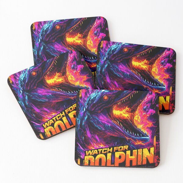 Item preview, Terrifying dolphin monster, cyberpunk graphic in a fiery style designed and sold by Piotrek0001.