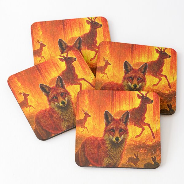 Item preview, Fox in the Firestorm – Powerful Wildlife Survival Art designed and sold by ForgeBogdan.