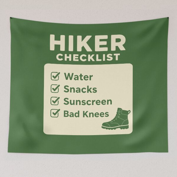 Item preview, Hiker Checklist — Funny Outdoor Checklist - Bad knees designed and sold by pixelated_echoes.