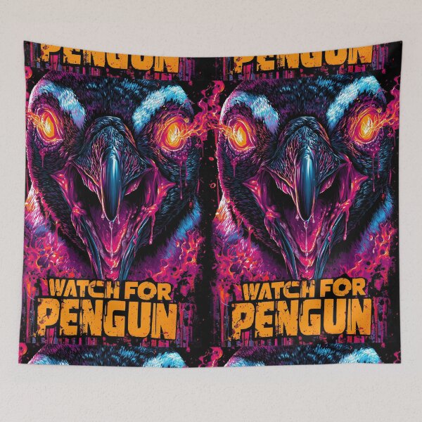 Item preview, Dark penguin with fiery eyes, a surprising intense graphic designed and sold by Piotrek0001.