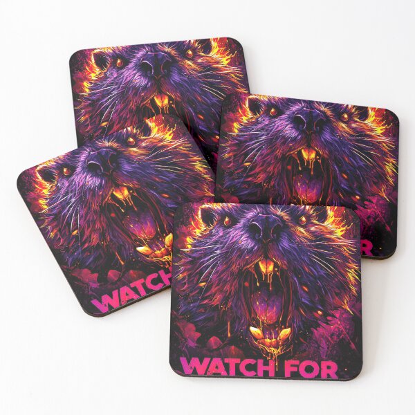 Item preview, Aggressive beaver in synthwave style, a warning art graphic 4 designed and sold by Piotrek0001.