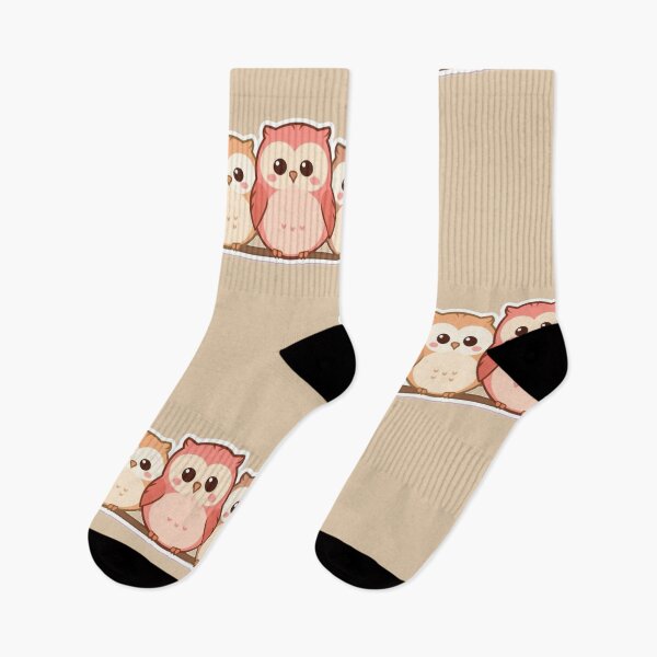 Item preview, Cute Kawaii Owl Trio on Branch – Adorable Pastel Birds Illustration designed and sold by Tidarat-27.