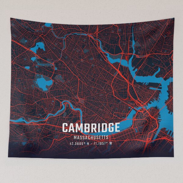 Item preview, Cambridge Massachusetts Red & Blue Minimalist Map designed and sold by HomeLivingCo.