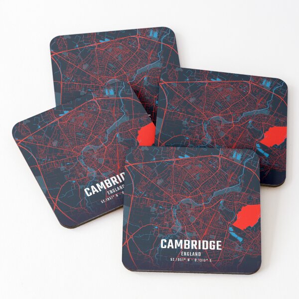 Item preview, Cambridge England Red & Blue Minimalist Map designed and sold by HomeLivingCo.
