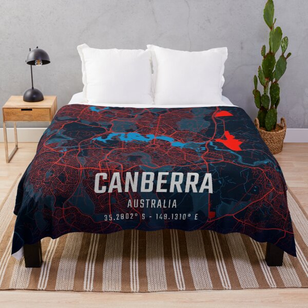 Item preview, Canberra Red & Blue Minimalist Map designed and sold by HomeLivingCo.