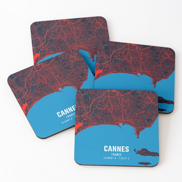 Item preview, Cannes Red & Blue Minimalist Map designed and sold by HomeLivingCo.