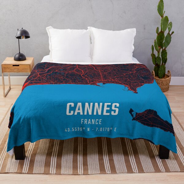 Item preview, Cannes Red & Blue Minimalist Map designed and sold by HomeLivingCo.