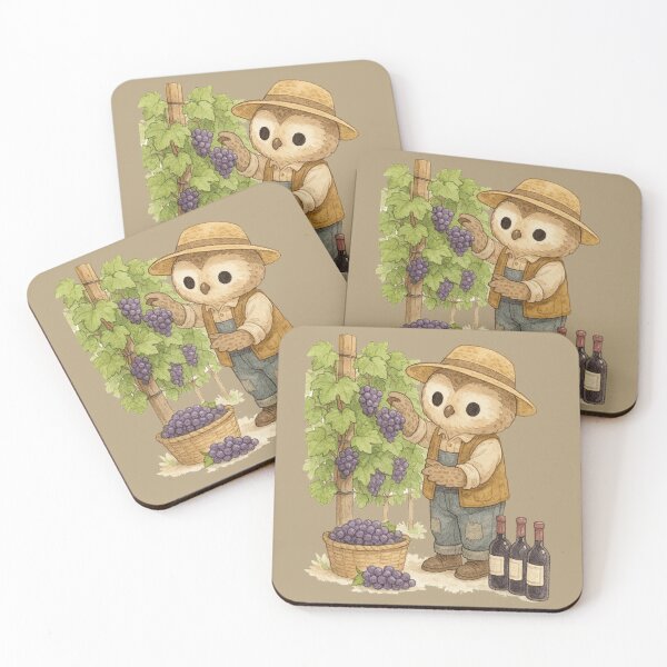 Item preview, Cute Civetta farmer harvesting grapes watercolor designed and sold by BigBlueArt.