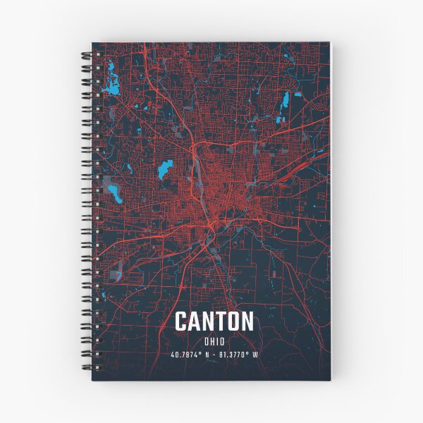 Item preview, Canton Red & Blue Minimalist Map designed and sold by HomeLivingCo.