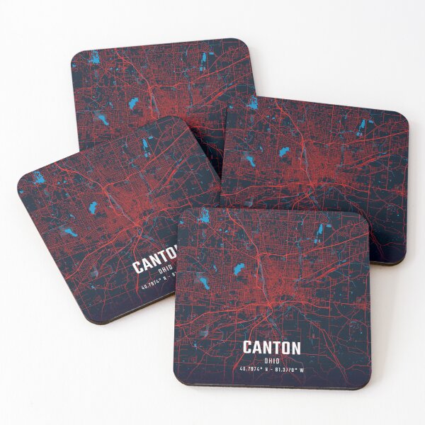 Item preview, Canton Red & Blue Minimalist Map designed and sold by HomeLivingCo.
