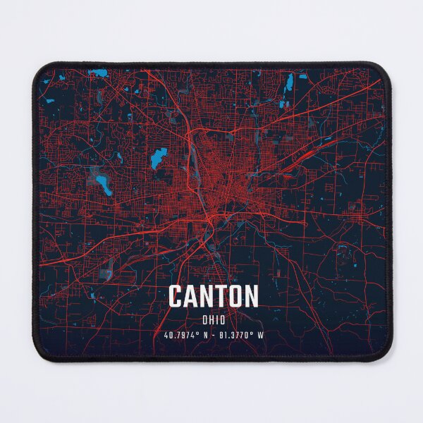 Item preview, Canton Red & Blue Minimalist Map designed and sold by HomeLivingCo.