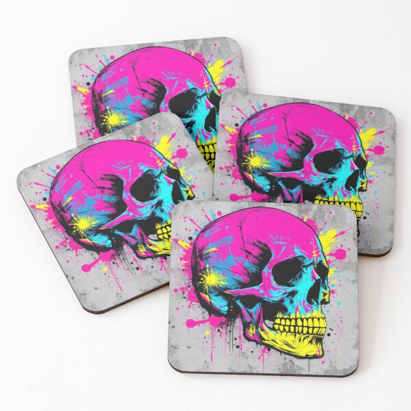 Item preview, Vibrant Neon Skull in Minimalist Street Art Style – Bold Urban Graphic Design designed and sold by Ani-24.