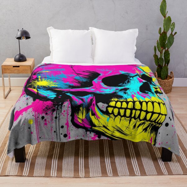 Item preview, Vibrant Neon Skull in Minimalist Street Art Style – Bold Urban Graphic Design designed and sold by Ani-24.