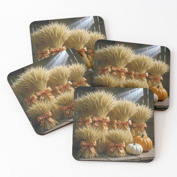 Item preview, Autumn Wheat Bundles and Pumpkins In Old Barn designed and sold by Maria Dryfhout.