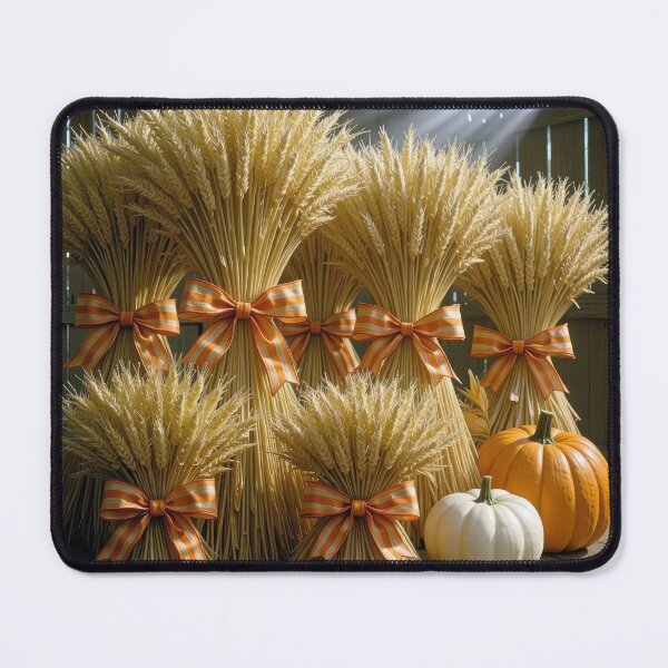 Item preview, Autumn Wheat Bundles and Pumpkins In Old Barn designed and sold by Maria Dryfhout.