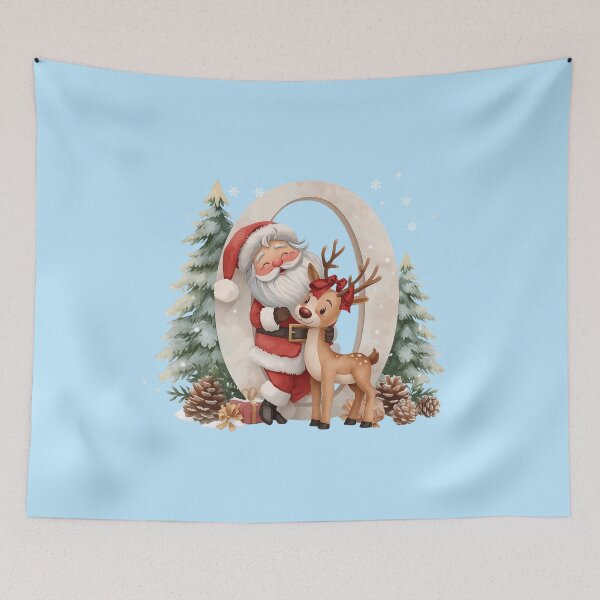 Item preview, Santa & Reindeer Monogram Letter O – Cute Personalized Christmas Holiday Alphabet Gift designed and sold by AmenAlways.