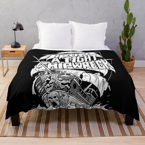 Item preview, I Run a Tight Shipwreck — Pirate Ship Black & White - ahoy - dark background designed and sold by pixelated_echoes.