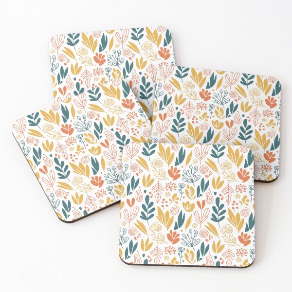 Item preview, Seamless Pattern - Stylized Nature Motifs in Yellow, Orange and Teal designed and sold by HolmeProud.