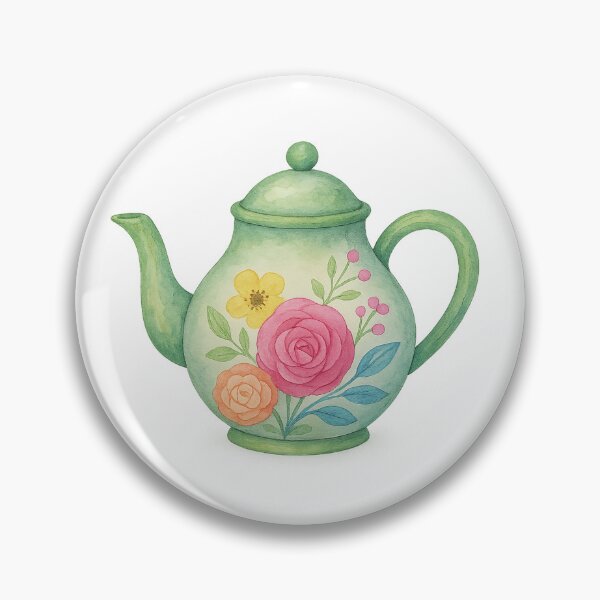 Item preview, Floral Green Teapot Watercolor designed and sold by Pacika.