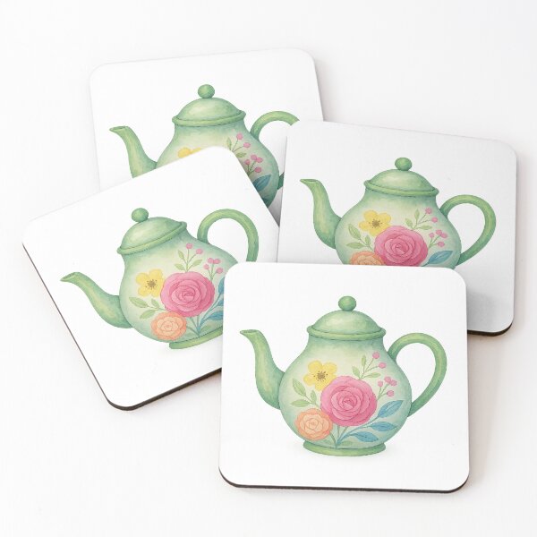 Item preview, Floral Green Teapot Watercolor designed and sold by Pacika.