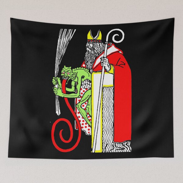 Item preview, 1911 Jugendstil Wiener Werkstatte Saint Nicholas and Krampus Christmas designed and sold by Pixelchicken.