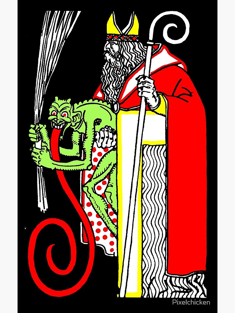 1911 Jugendstil Wiener Werkstatte Saint Nicholas and Krampus
