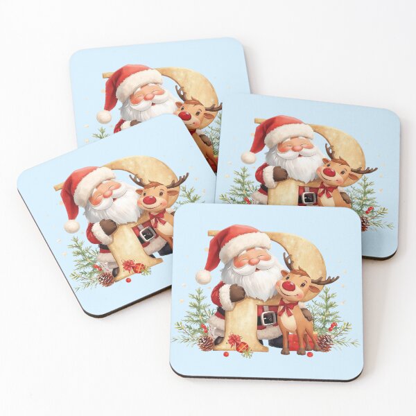 Item preview, Santa & Reindeer Monogram Letter P – Whimsical Personalized Christmas Holiday Alphabet Gift designed and sold by AmenAlways.