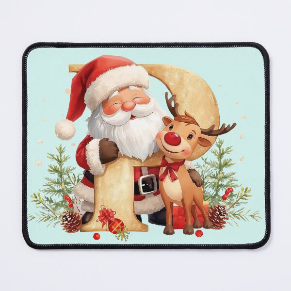 Item preview, Santa & Reindeer Monogram Letter P – Whimsical Personalized Christmas Holiday Alphabet Gift designed and sold by AmenAlways.