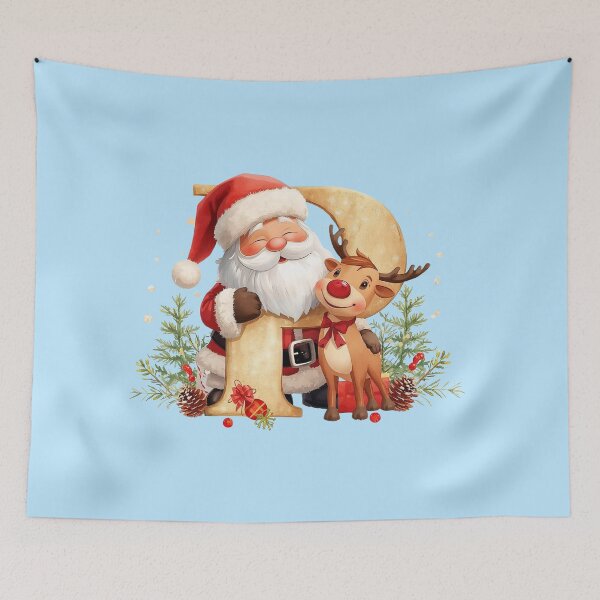Item preview, Santa & Reindeer Monogram Letter P – Whimsical Personalized Christmas Holiday Alphabet Gift designed and sold by AmenAlways.