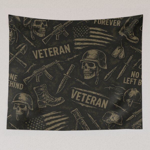 Item preview, Gritty Veteran All-Over Print | Tactical Skull & Camo Military Pattern designed and sold by getpressedshirt.