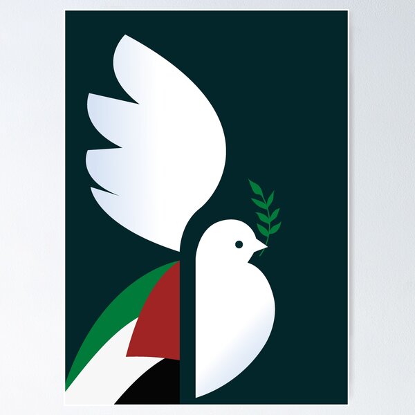 Item preview, Free Palestine Peace Dove with Olive Branch – Minimalist Symbol of Hope and Freedom designed and sold by elgreko.