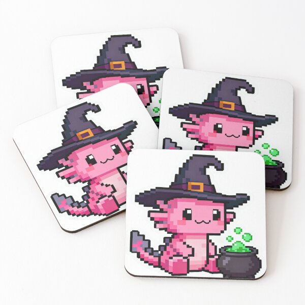 Item preview, Pixel Axolotl Witch Sticker: Cute Gaming Halloween Art designed and sold by GeekArtUniverse.