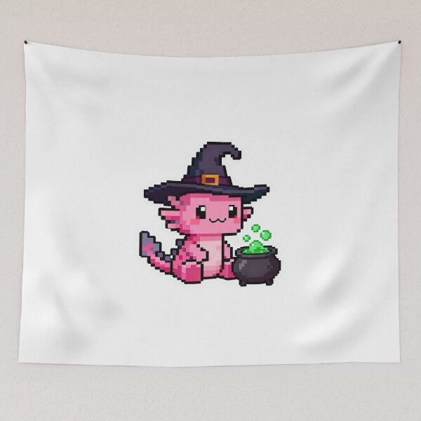 Item preview, Pixel Axolotl Witch Sticker: Cute Gaming Halloween Art designed and sold by GeekArtUniverse.