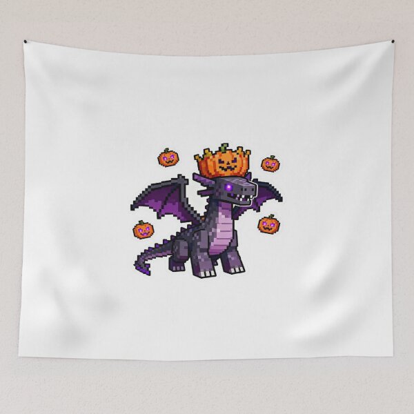 Item preview, Pixel Ender Dragon Pumpkin Sticker: Cute Minecraft Halloween Art designed and sold by GeekArtUniverse.