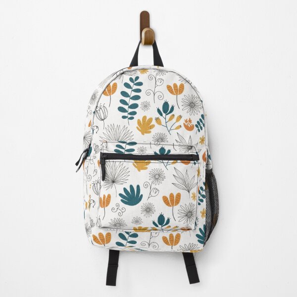 Item preview, Playful Botanical Seamless Pattern – Hand-Drawn Flowers, Leaves & Seed Pods in Teal, Orange & Yellow designed and sold by HolmeProud.