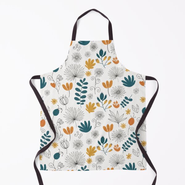 Item preview, Playful Botanical Seamless Pattern – Hand-Drawn Flowers, Leaves & Seed Pods in Teal, Orange & Yellow designed and sold by HolmeProud.