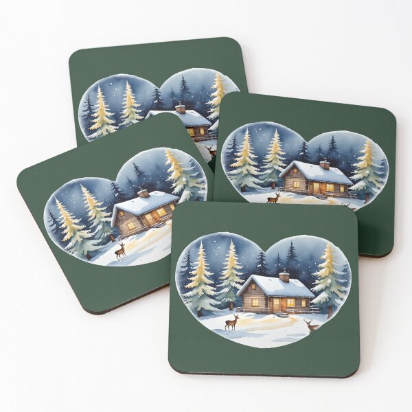Item preview, Cozy Winter Cabin in the Snow | Cottagecore Holiday Art designed and sold by Ombrya.