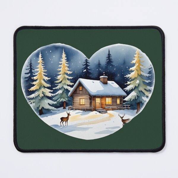 Item preview, Cozy Winter Cabin in the Snow | Cottagecore Holiday Art designed and sold by Ombrya.