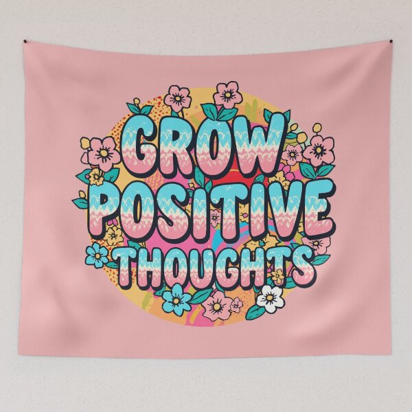 Item preview, Grow Positive Thoughts – Retro Flower Power Motivational Design designed and sold by SaadArtCo.