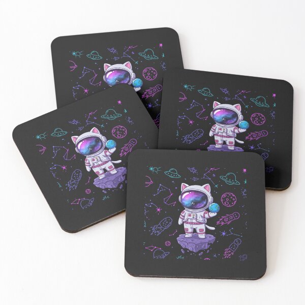 Item preview, Kawaii Chibi Cat Astronaut – Neon Synthwave Cosmic Digital Art designed and sold by PixelVibe782.