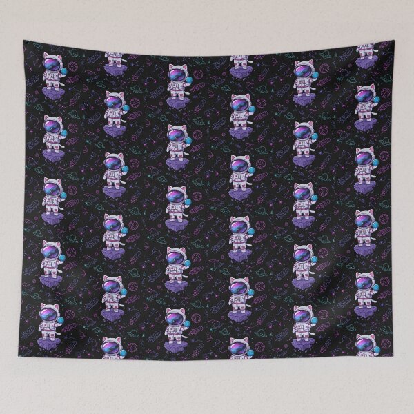 Item preview, Kawaii Chibi Cat Astronaut – Neon Synthwave Cosmic Digital Art designed and sold by PixelVibe782.