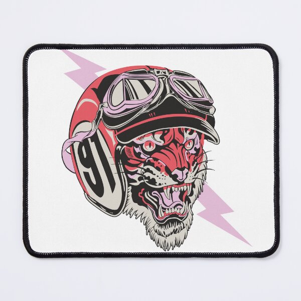 Item preview, Red and pink biker tiger designed and sold by Bloodymercy.