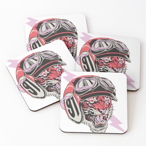 Item preview, Red and pink biker tiger designed and sold by Bloodymercy.
