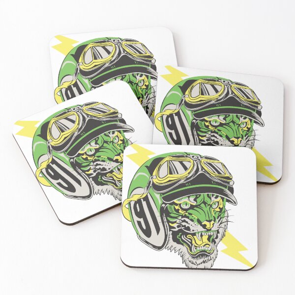 Item preview, Green and yellow biker tiger designed and sold by Bloodymercy.