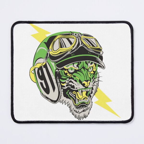 Item preview, Green and yellow biker tiger designed and sold by Bloodymercy.